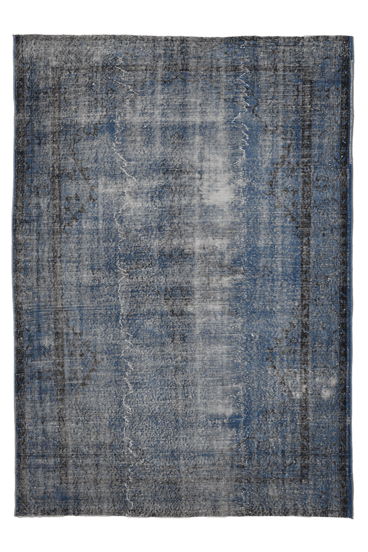 Vintage Isparta Turkish Area Rug 6x8 ft — Blue & Gray Overdyed