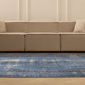 Vintage Isparta Turkish Area Rug 6x8 ft — Blue & Gray Overdyed
