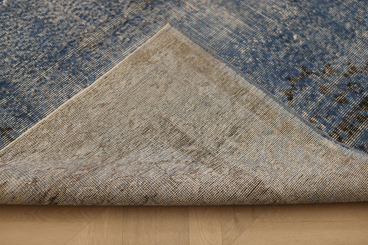 Vintage Isparta Turkish Area Rug 6x8 ft — Blue & Gray Overdyed