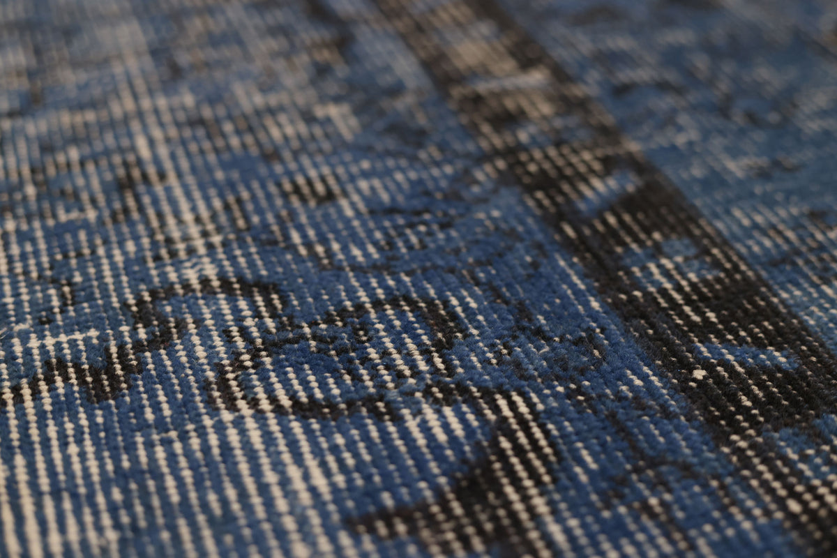 Vintage Isparta Turkish Area Rug 6x8 ft — Blue & Gray Overdyed