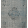 Vintage Isparta Turkish Area Rug 5x8 ft — Blue & Gray Floral