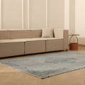 Vintage Isparta Turkish Area Rug 5x8 ft — Blue & Gray Floral