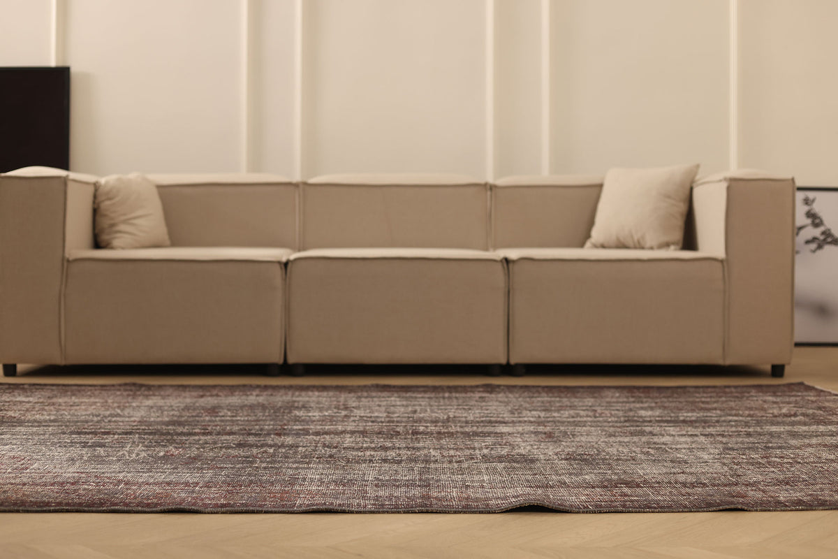 Vintage Manisa Turkish Area Rug 5x8 ft — Gray & Brown Overdyed