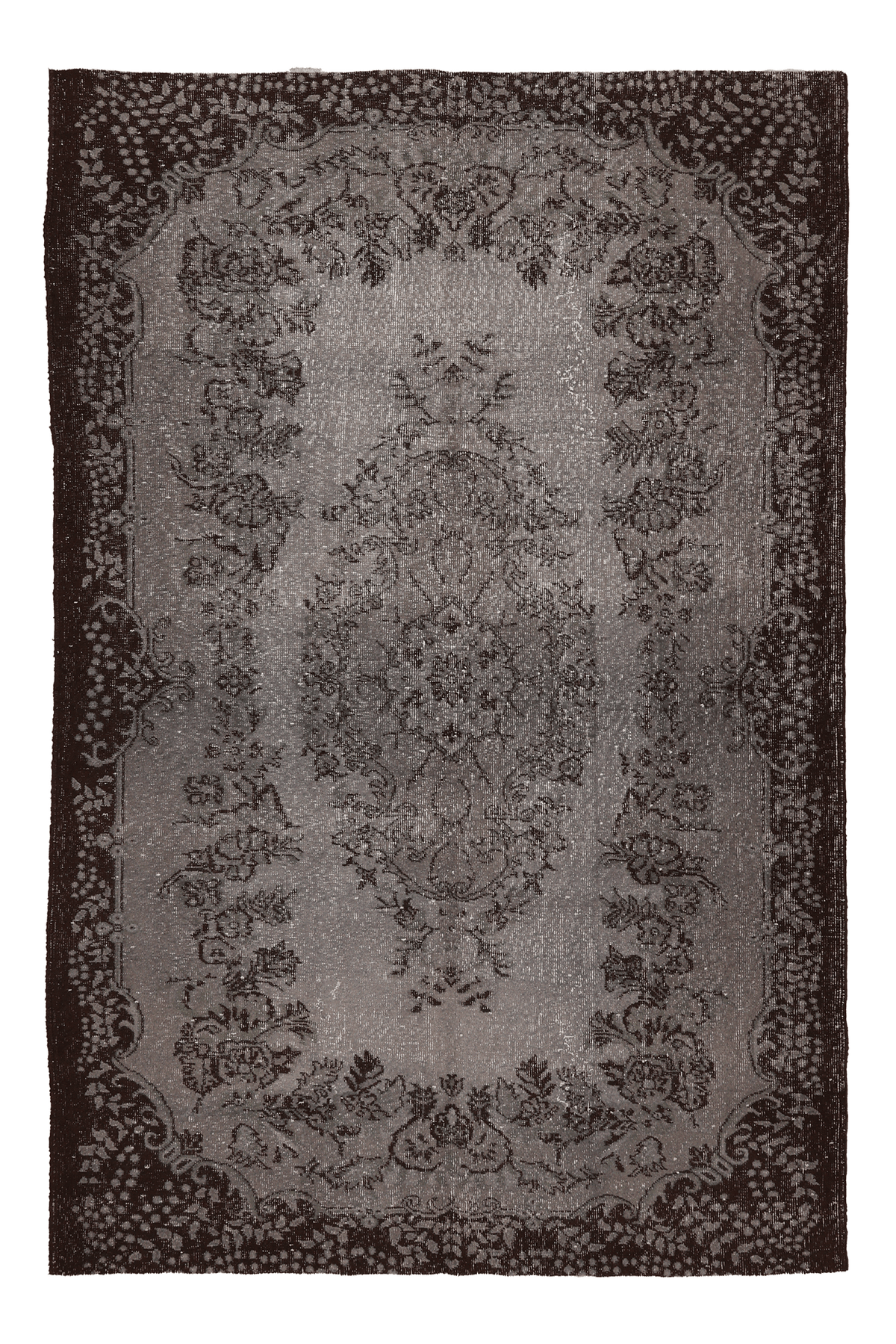 Vintage Isparta Turkish Area Rug 5x9 ft — Gray & Brown Overdyed