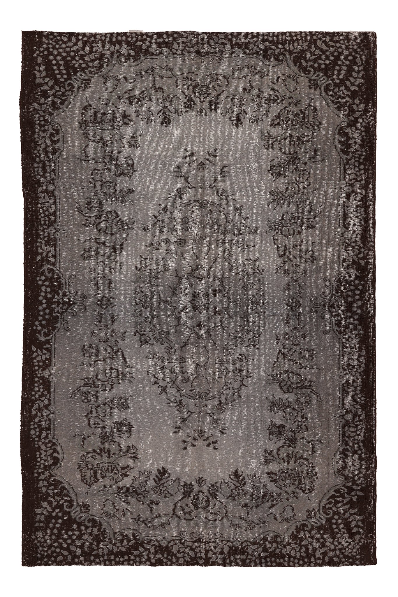 Vintage Isparta Turkish Area Rug 5x9 ft — Gray & Brown Overdyed