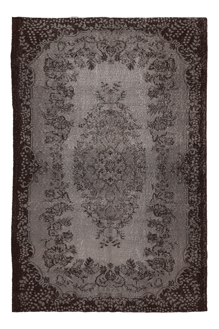 Vintage Isparta Turkish Area Rug 5x9 ft — Gray & Brown Overdyed