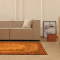 Vintage Isparta Turkish Area Rug 5x9 ft — Orange & Brown Overdyed