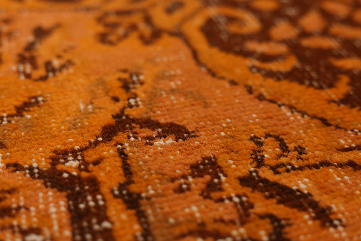 Vintage Isparta Turkish Area Rug 5x9 ft — Orange & Brown Overdyed