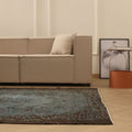 Vintage Isparta Turkish Area Rug 6x9 ft — Blue & Gray Overdyed (No. 39588)