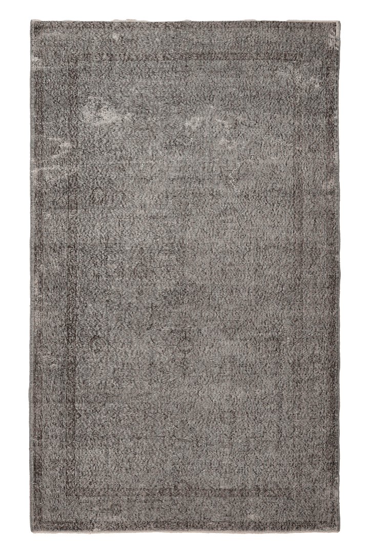 Vintage Isparta Turkish Area Rug 5x8 ft — Gray Overdyed (No. 39589)
