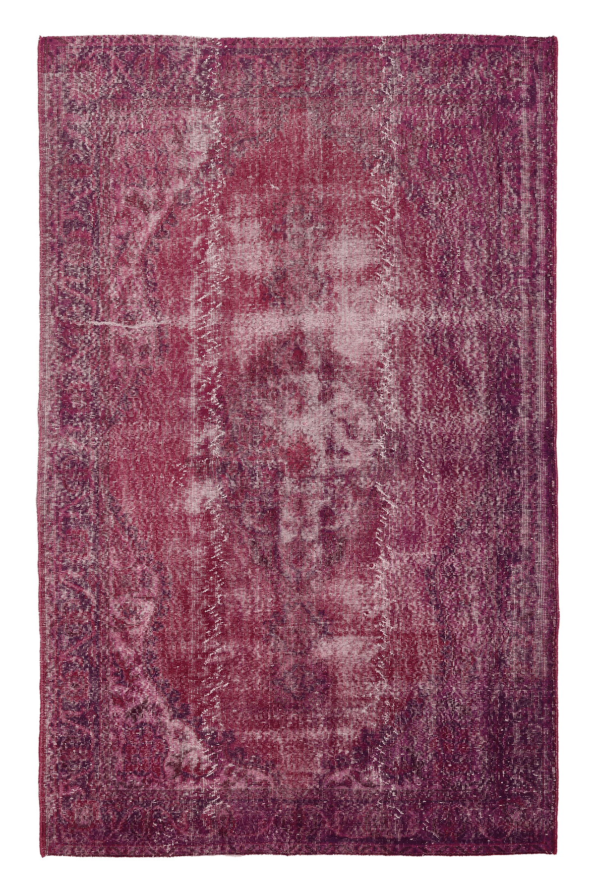 Vintage Isparta Turkish Area Rug 5x8 ft — Pink & Red Overdyed