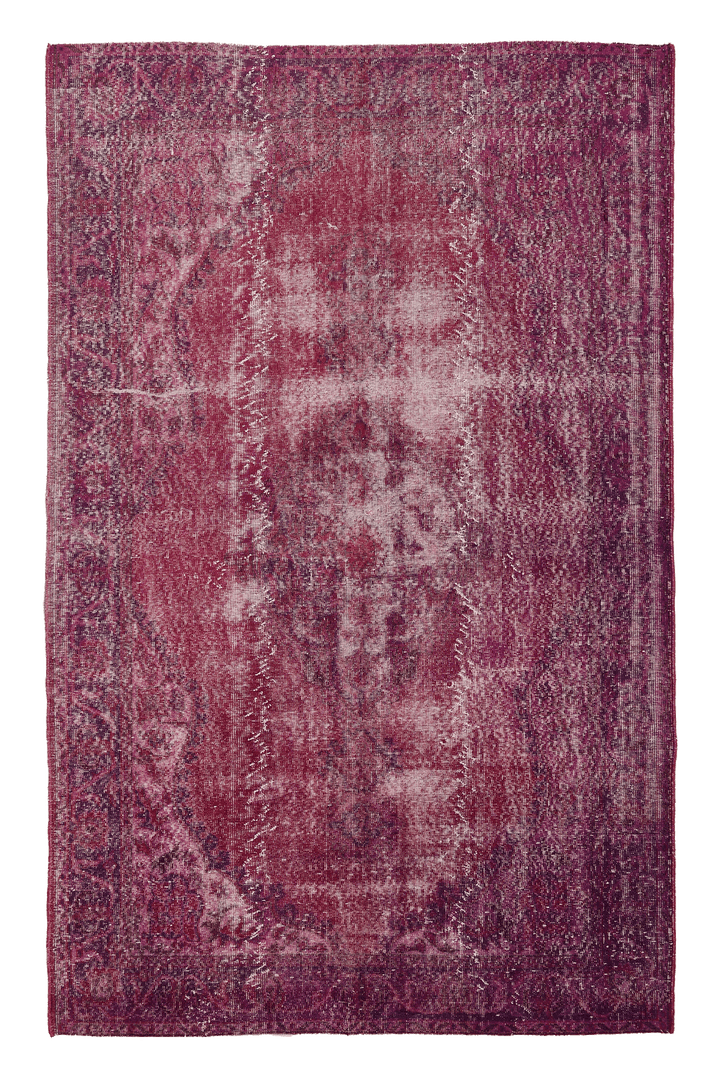Vintage Isparta Turkish Area Rug 5x8 ft — Pink & Red Overdyed