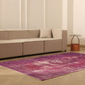 Vintage Isparta Turkish Area Rug 5x8 ft — Pink & Red Overdyed