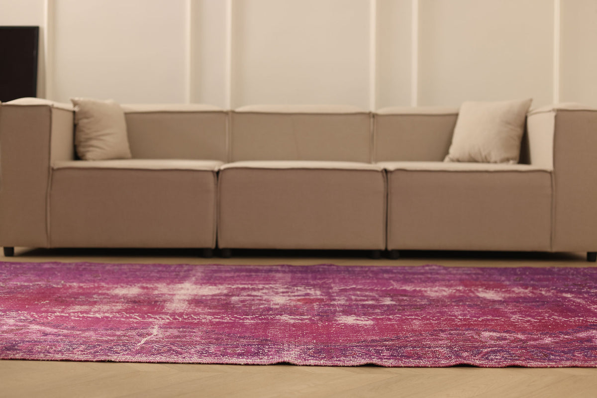 Vintage Isparta Turkish Area Rug 5x8 ft — Pink & Red Overdyed