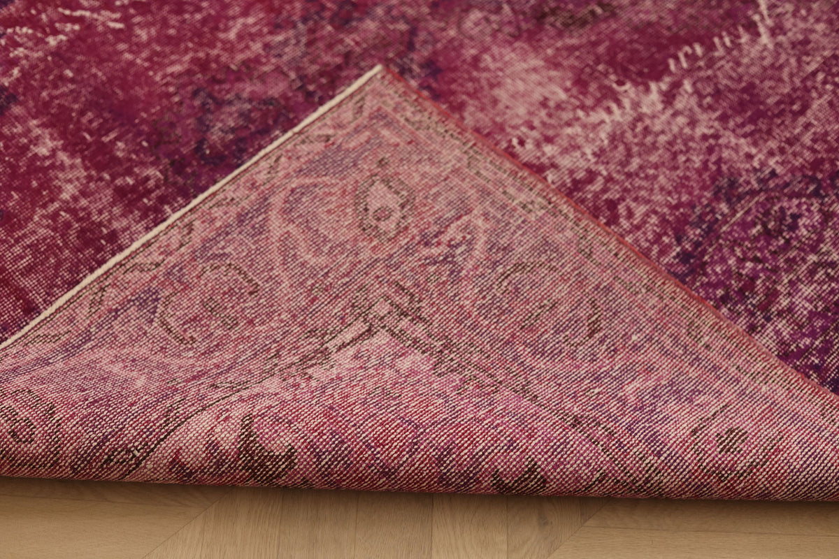 Vintage Isparta Turkish Area Rug 5x8 ft — Pink & Red Overdyed