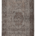 Vintage Isparta Turkish Area Rug 5x8 ft — Gray & Brown Floral