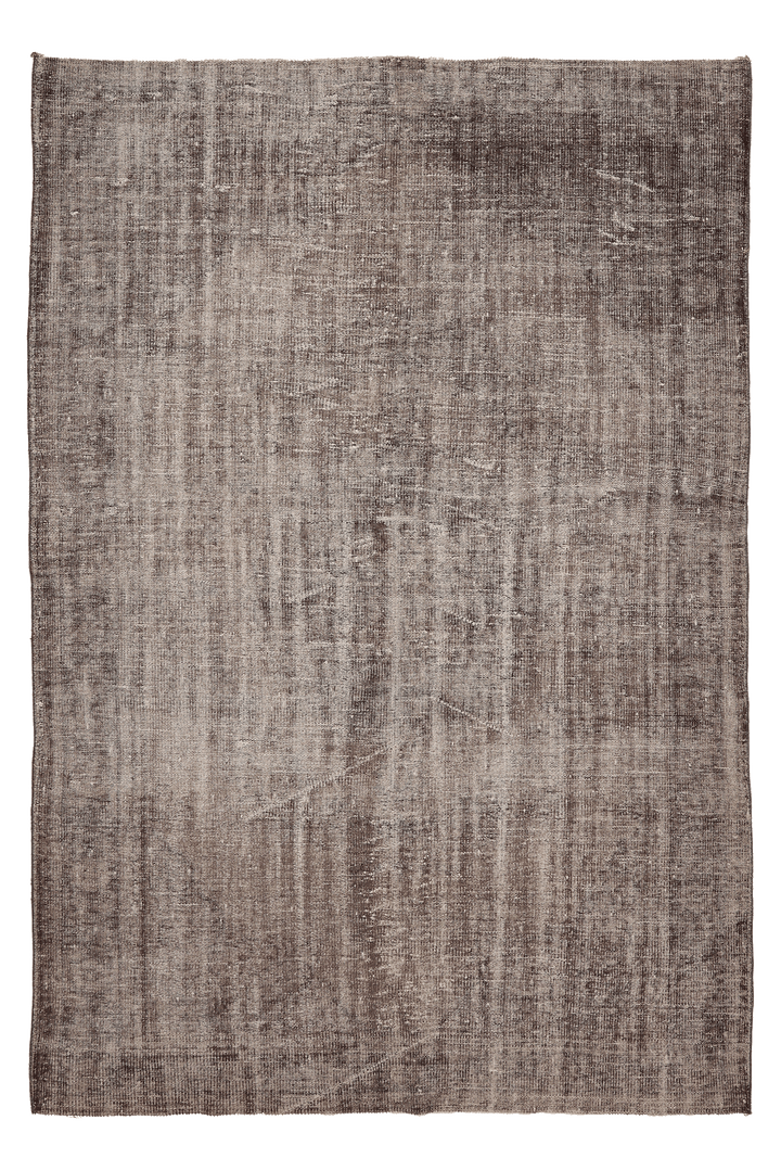 Vintage Manisa Turkish Area Rug 6x9 ft — Gray & Brown Distressed