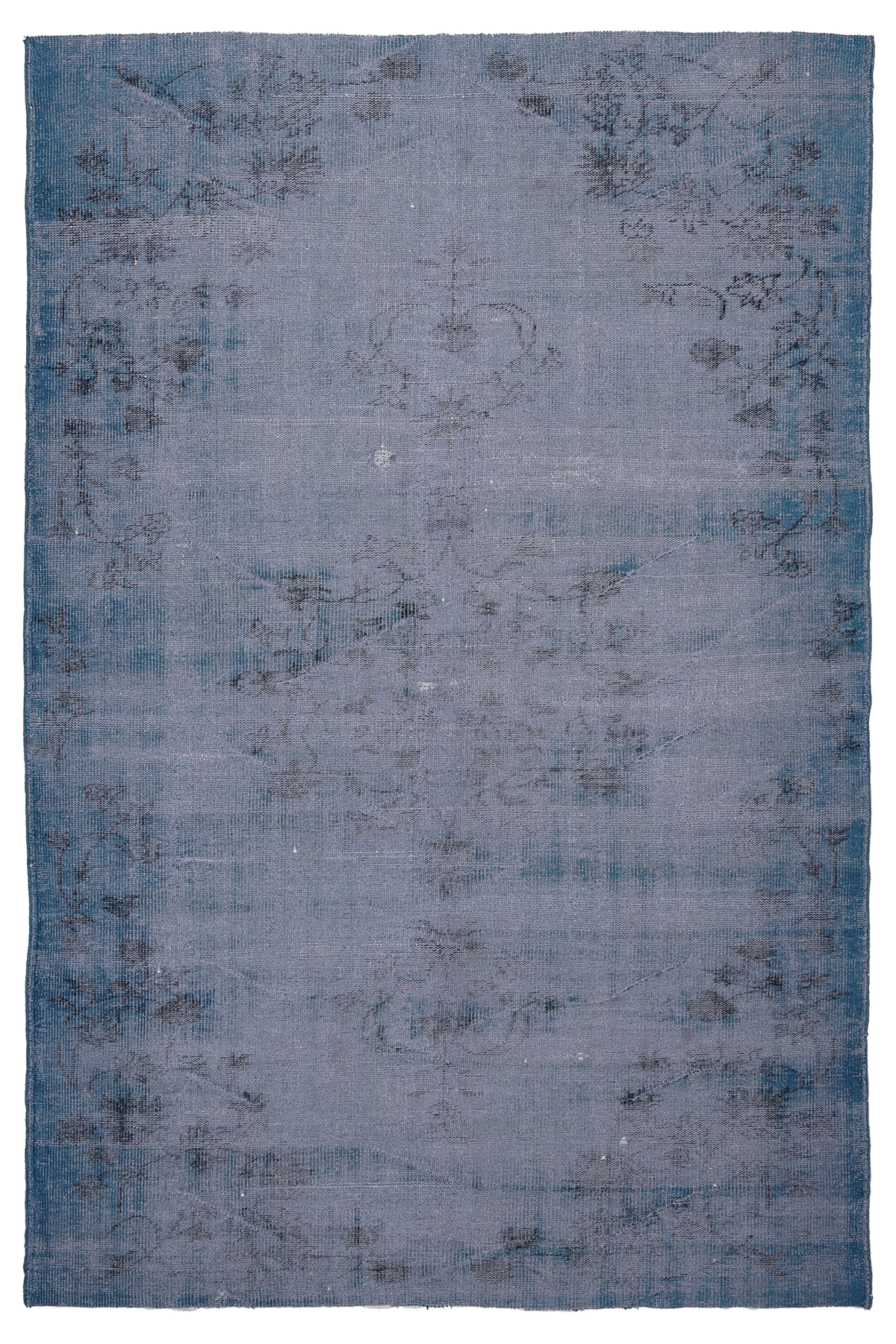 Vintage Manisa Turkish Area Rug 5x8 ft — Blue Overdyed