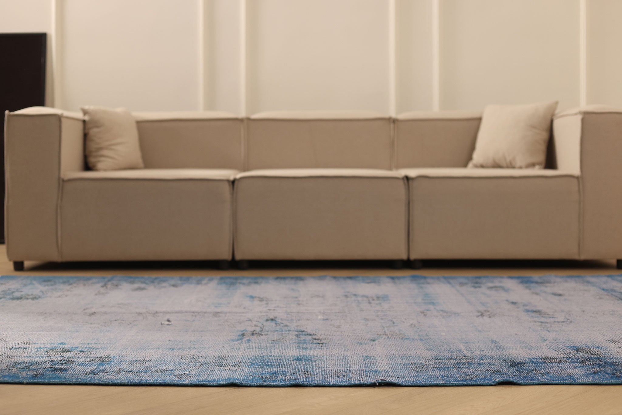 Vintage Manisa Turkish Area Rug 5x8 ft — Blue Overdyed