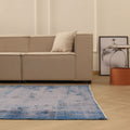 Vintage Manisa Turkish Area Rug 5x8 ft — Blue Overdyed