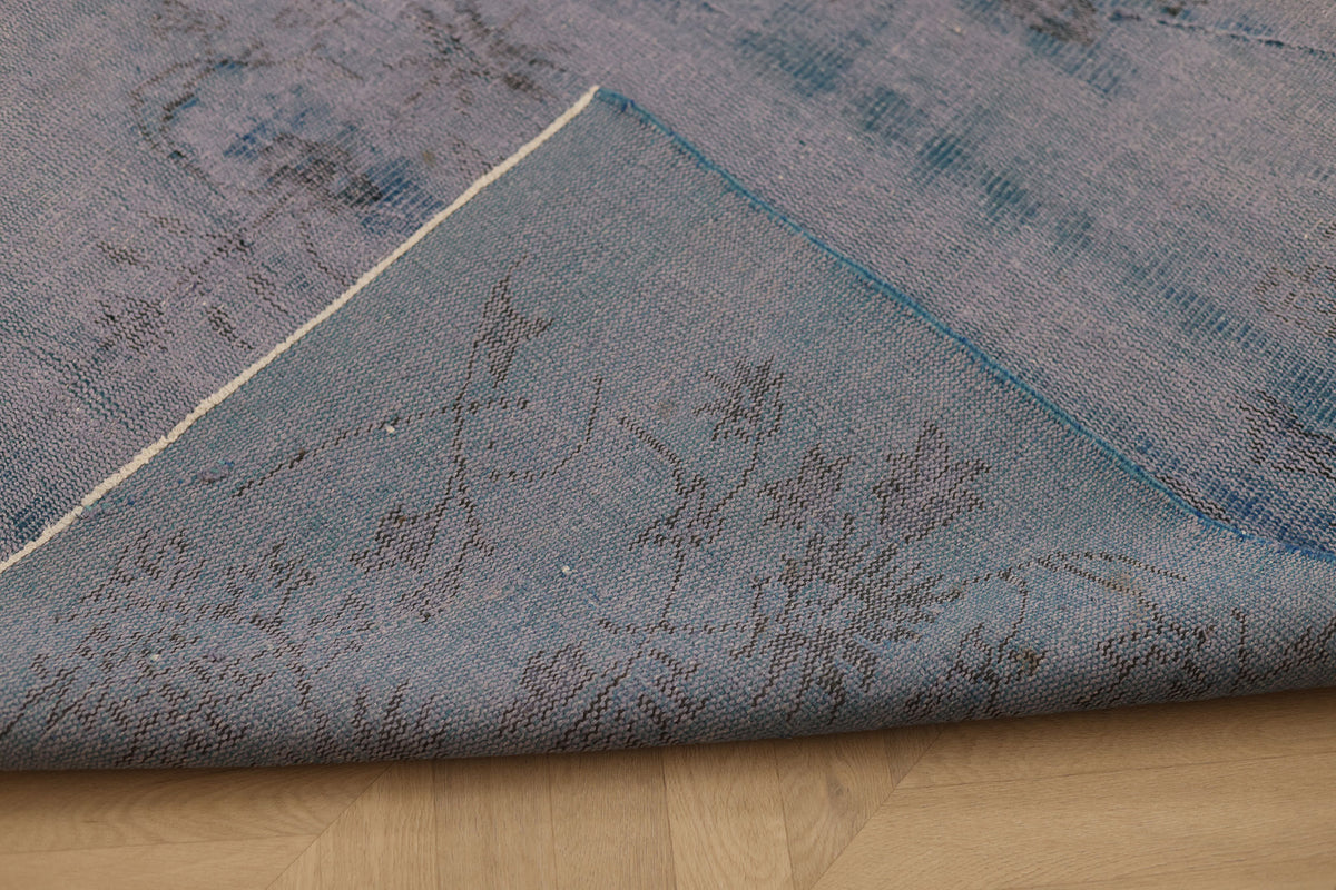 Vintage Manisa Turkish Area Rug 5x8 ft — Blue Overdyed