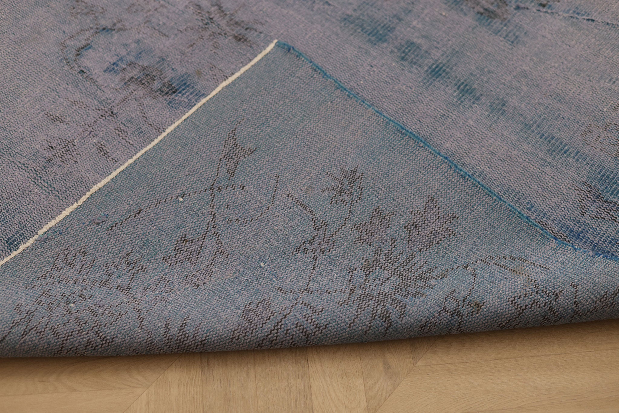 Vintage Manisa Turkish Area Rug 5x8 ft — Blue Overdyed
