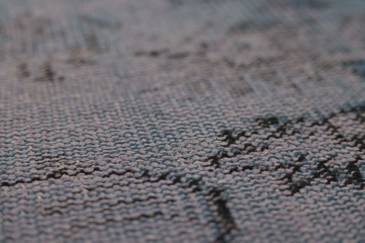 Vintage Manisa Turkish Area Rug 5x8 ft — Blue Overdyed
