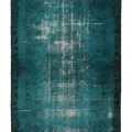 Vintage Isparta Turkish Area Rug 5x8 ft — Blue Overdyed