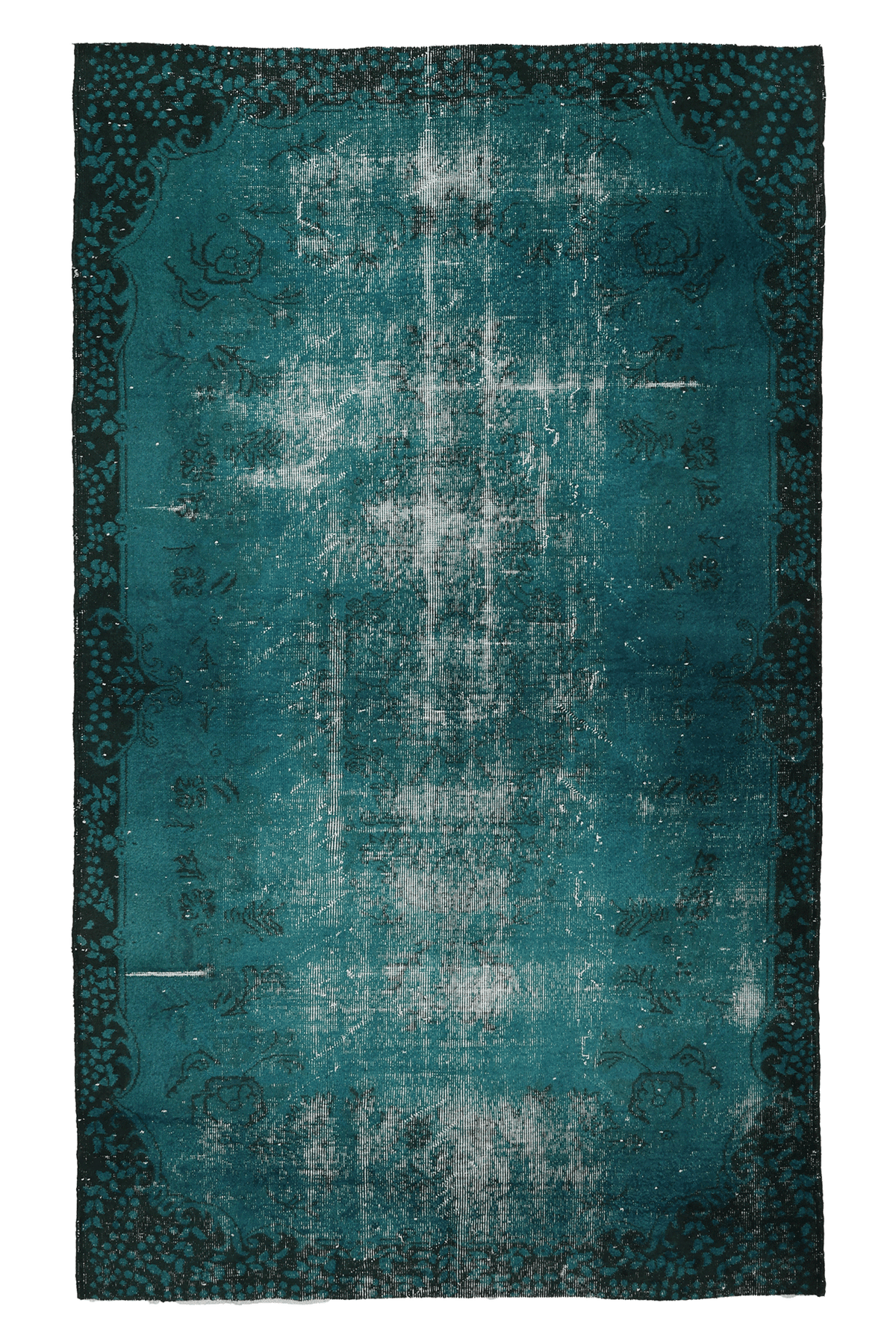 Vintage Isparta Turkish Area Rug 5x8 ft — Blue Overdyed