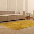 Vintage Isparta Turkish Area Rug 5x8 ft — Yellow & Brown Distressed