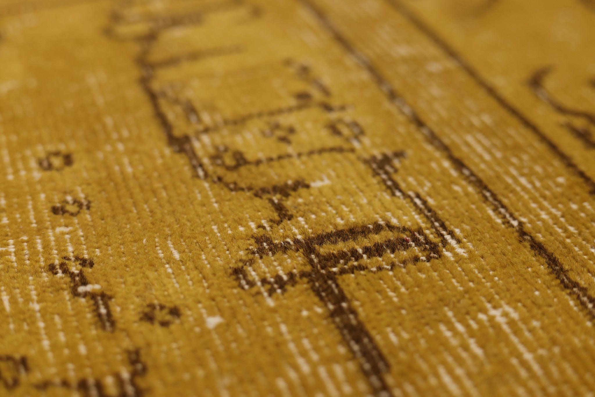 Vintage Isparta Turkish Area Rug 5x8 ft — Yellow & Brown Distressed