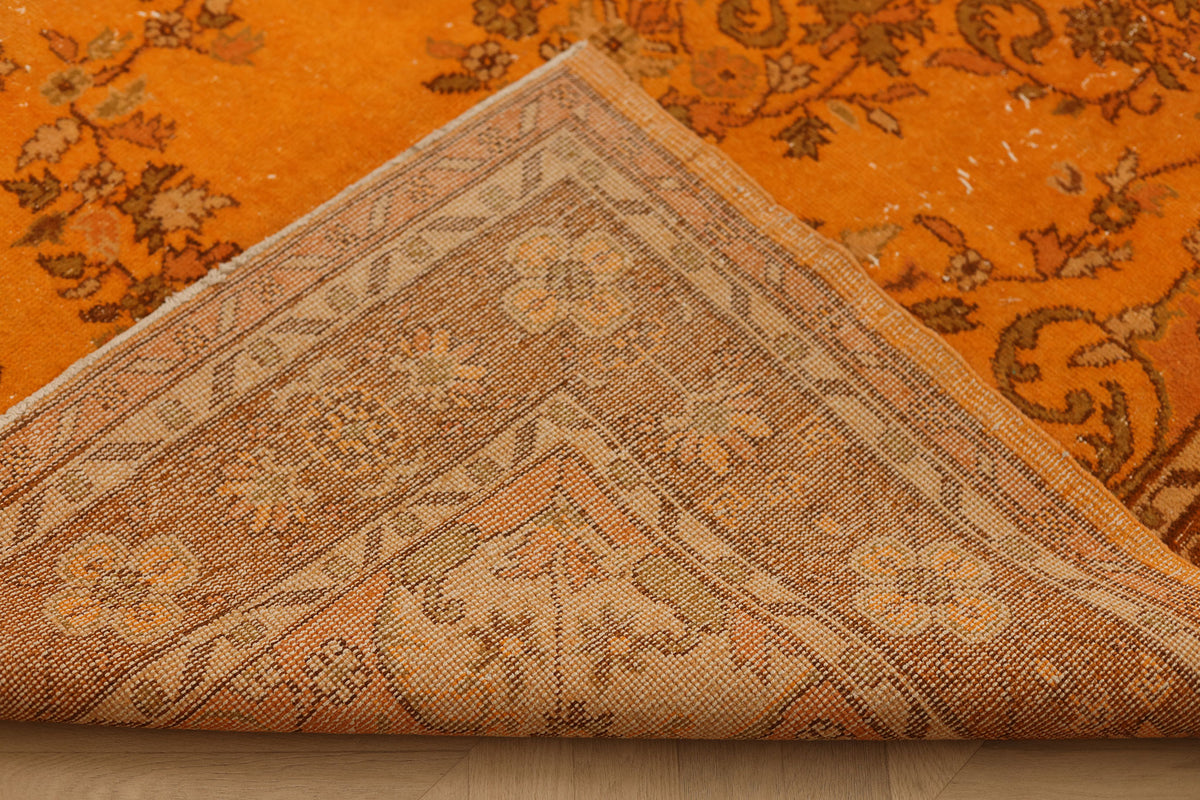 Vintage Isparta Turkish Area Rug 6x10 ft — Orange & Brown Overdyed (No. 39599)