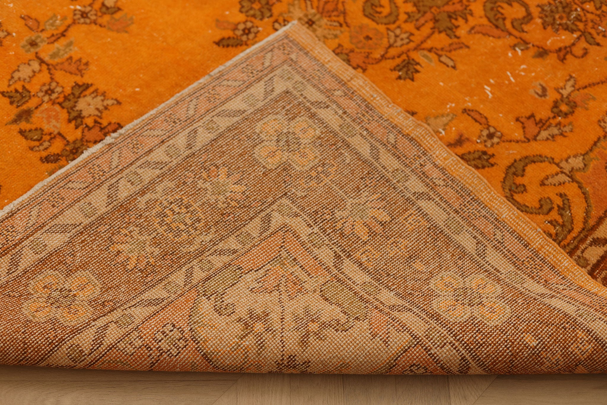 Vintage Isparta Turkish Area Rug 6x10 ft — Orange & Brown Overdyed (No. 39599)