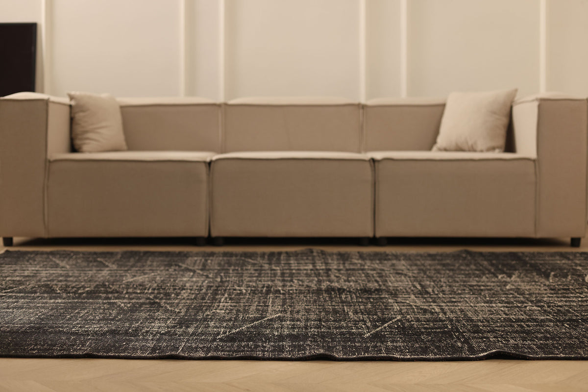 Vintage Manisa Turkish Area Rug 6x8 ft — Gray Overdyed