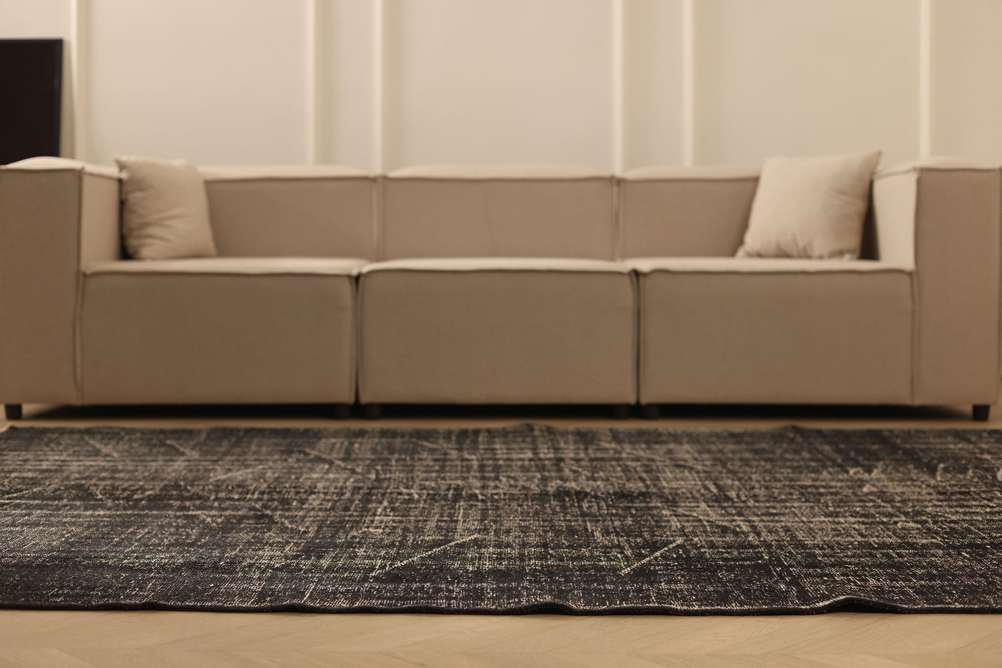 Vintage Manisa Turkish Area Rug 6x8 ft — Gray Overdyed