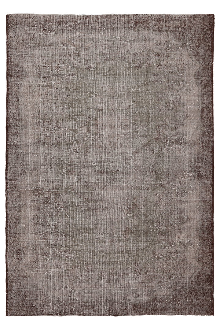 Vintage Isparta Turkish Area Rug 5x8 ft — Gray Overdyed (No. 39601)