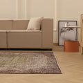 Vintage Isparta Turkish Area Rug 5x8 ft — Gray Overdyed (No. 39601)