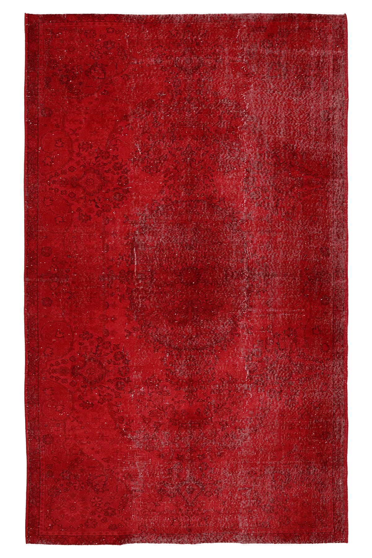 Vintage Isparta Turkish Area Rug 5x9 ft — Red Overdyed (No. 39602)