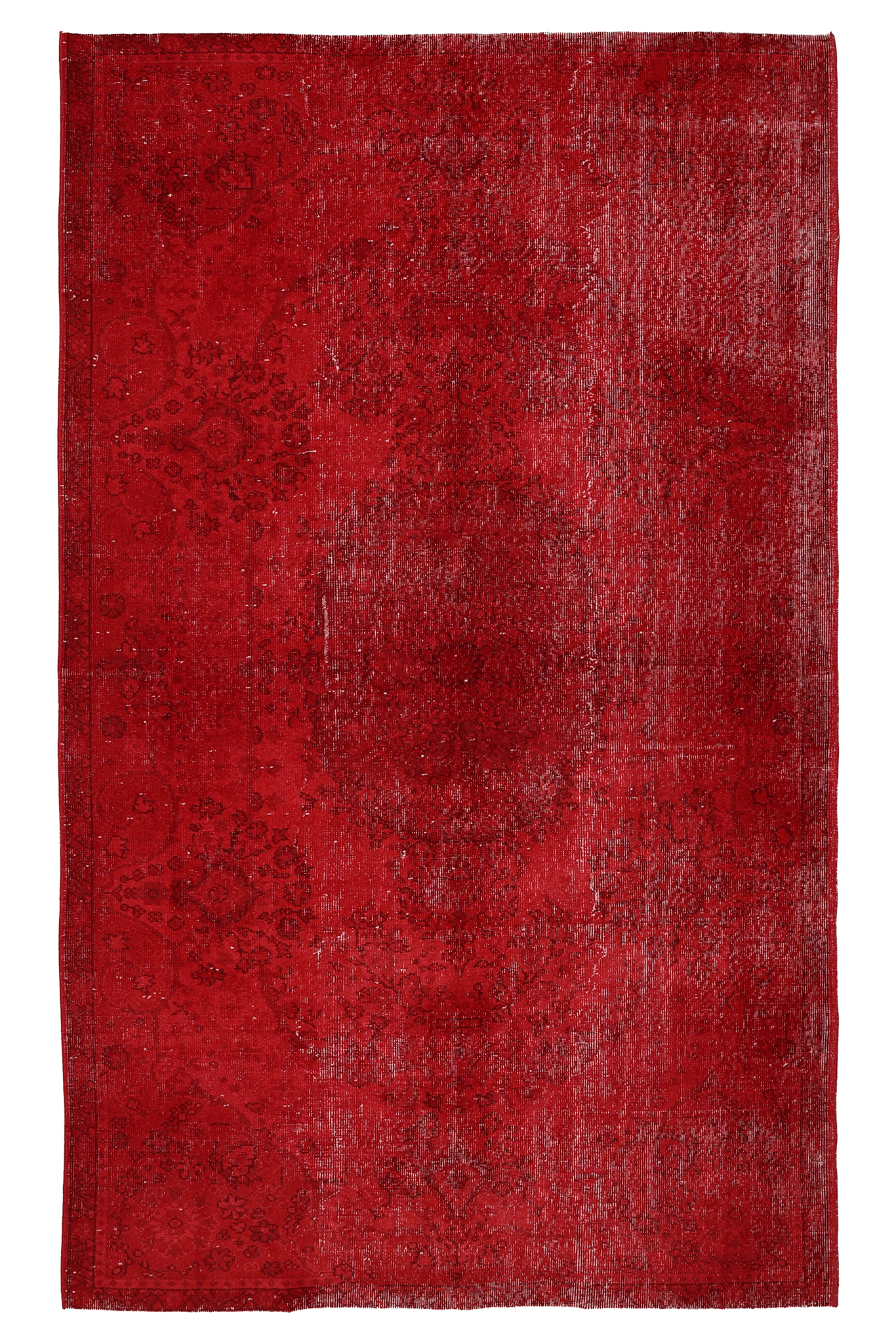 Vintage Isparta Turkish Area Rug 5x9 ft — Red Overdyed (No. 39602)