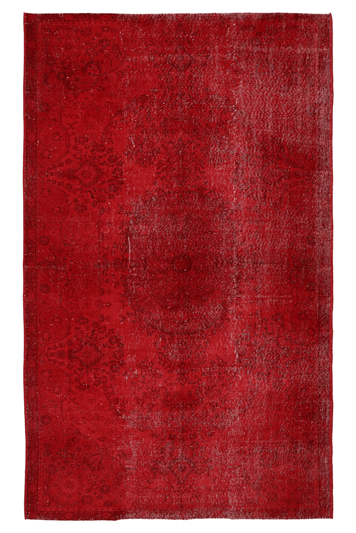 Vintage Isparta Turkish Area Rug 5x9 ft — Red Overdyed (No. 39602)