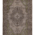 Vintage Isparta Turkish Area Rug 5x8 ft — Gray & Green Floral
