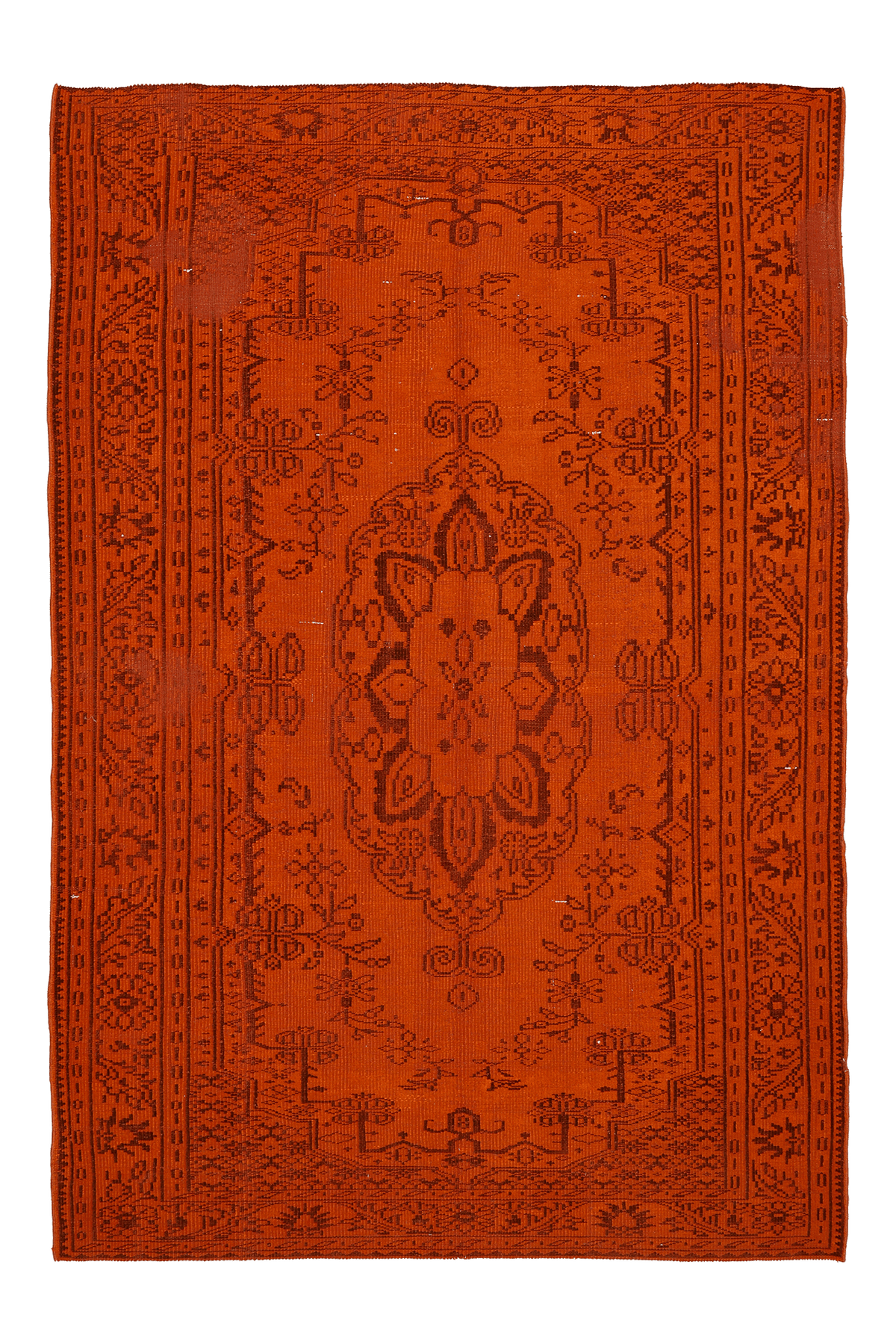 Vintage Manisa Turkish Area Rug 6x9 ft — Orange Overdyed