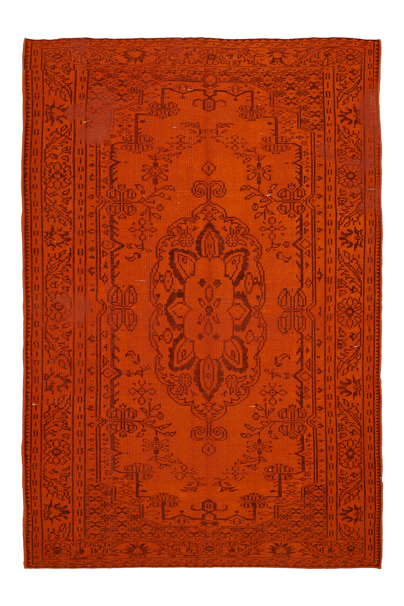 Vintage Manisa Turkish Area Rug 6x9 ft — Orange Overdyed