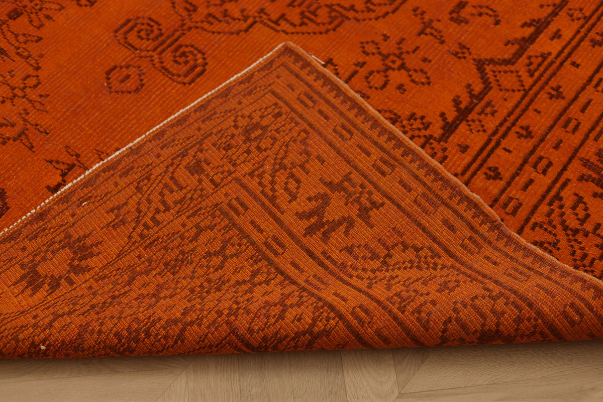 Vintage Manisa Turkish Area Rug 6x9 ft — Orange Overdyed