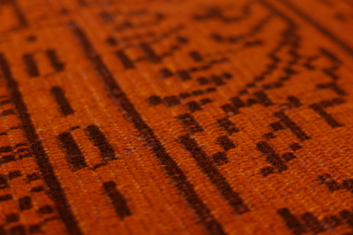 Vintage Manisa Turkish Area Rug 6x9 ft — Orange Overdyed