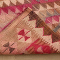Vintage Southeastern Persian Style Kilim Runner Rug 3x8 ft — Pink & Beige Geometric