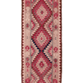 Vintage Southeastern Persian Style Kilim Runner Rug 3x8 ft — Pink & Beige Geometric