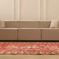 Vintage Isparta Turkish Area Rug 5x8 ft — Red & Beige Distressed