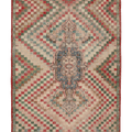 Vintage Isparta Turkish Area Rug 5x12 ft — Beige & Red Geometric