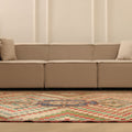Vintage Isparta Turkish Area Rug 5x12 ft — Beige & Red Geometric